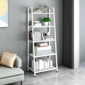 60 Inch Ladder Metal Bookshelf – Modern Bookcase with Rectangular Shelves
