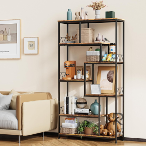 Metal Bookcase, Bookcase with 5 Shelves, Open Bookcase for Living Room, Office, Bedroom