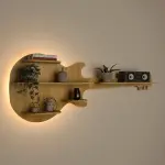 Guitar Shape Backlit Floating Wall Hanging Shelf