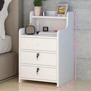 Simple 3 Drawer High Bedside Table