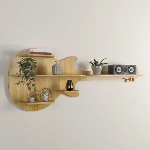 Guitar Shape Backlit Floating Wall Hanging Shelf