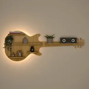 Guitar Shape Backlit Floating Wall Hanging Shelf