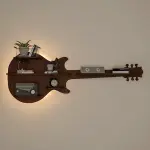 Guitar Shape Backlit Floating Wall Hanging Shelf