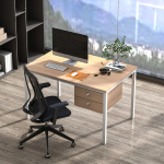 Rectangular Metal Office Desk with 2 Drawers – Durable Staff Workstation for Home and Office