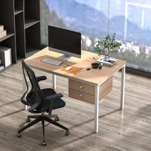 Rectangular Metal Office Desk with 2 Drawers – Durable Staff Workstation for Home and Office