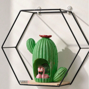 Set of 3 Metal Hexagon Floating Wall Shelves - Decorative Hanging Shelves in 3 Sizes for Living Room, Bedroom, Bathroom, Hallway, and Café