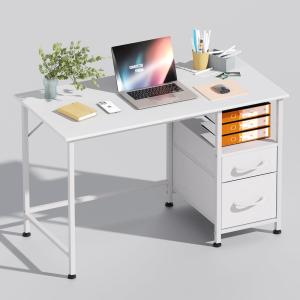 Contemporary Wooden Computer Desk with 2 Drawers – Modern Office Furniture for Home Office & Living Room