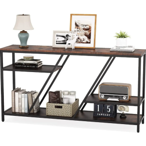 Console Sofa Table with 3-Tier Storage Shelves – Versatile Entryway, Foyer, Living Room, or Bedroom Accent Table