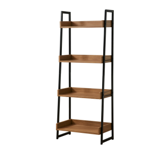 Furnix Ladder Bookcase – Wooden & Metal Wall Display Shelf for Living Room, Home Rack, and Bookshelf Organizer