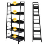 Furnix Ladder Bookcase – Wooden & Metal Wall Display Shelf for Living Room, Home Rack, and Bookshelf Organizer
