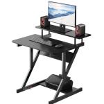 Industrial Computer Desk with Monitor Stand – Compact Home Office Desk for Small Spaces