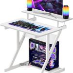 Industrial Computer Desk with Monitor Stand – Compact Home Office Desk for Small Spaces