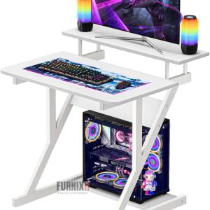Industrial Computer Desk with Monitor Stand – Compact Home Office Desk for Small Spaces