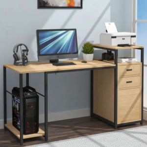 Table Industrial Style Computer Desk with Metal and Engineered Wood