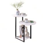 Round Side Multipurpose Table with Metal Legs & Wood Top – Elegant Accent Table