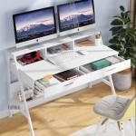 Compact Table Computer Desk with Metal Legs & Engineered Wood Surface