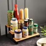 Multipurpose 3-Step Tabletop Organizer Rack - Engineered Wood Wall Shelf for Home, Kitchen