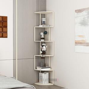 Modern Metal Vertical Corner Shelf in Black with Solid Shelves for Versatile Storage