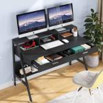 Compact Table Computer Desk with Metal Legs & Engineered Wood Surface