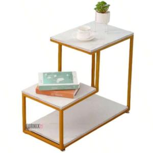 Modern Side Table with Sturdy Metal Frame & Engineered Wood Top