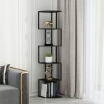 Modern Metal Vertical Corner Shelf in Black with Solid Shelves for Versatile Storage