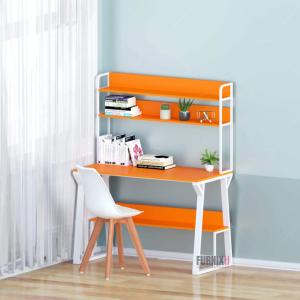Bibliophile Metal Body Reading and Writing Table with Integrated Bookcase Shelf