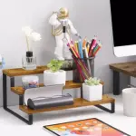 Multipurpose 3-Step Tabletop Organizer Rack - Engineered Wood Wall Shelf for Home, Kitchen