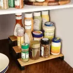 Multipurpose 3-Step Tabletop Organizer Rack - Engineered Wood Wall Shelf for Home, Kitchen