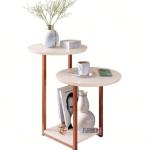 Round Side Multipurpose Table with Metal Legs & Wood Top – Elegant Accent Table