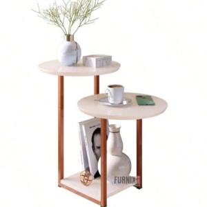 Round Side Multipurpose Table with Metal Legs & Wood Top – Elegant Accent Table