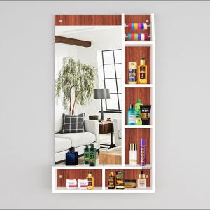 Wall Mount Dressing Table with Mirror and Open Shelves