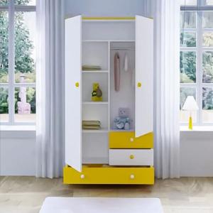 2 Door Almirah with Locker Drawer or Cloth Storage Organizer for Living Room & Bedroom | Multipurpose Wardrobe for Kids Clothes Hanger Shelf Storage Cabinet