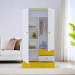 2 Door Almirah with Locker Drawer or Cloth Storage Organizer for Living Room & Bedroom | Multipurpose Wardrobe for Kids Clothes Hanger Shelf Storage Cabinet
