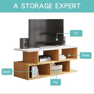 Floor Standing TV Entertainment Unit Setup Box Stand TV Cabinet with Shelves & Drawer for Books & Décor Display Unit 18X42X12"
