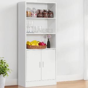 Multifunctional Storage Rack, 5 Tier Storage Cabinet with 3 Open Shelves & 2 Magnetic Door