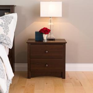 Prepac Sonoma Traditional Nightstand Side Table with 2 Drawers, Functional 2-Drawer Bedside Table 14" D x 16" W x 20" H