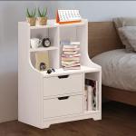 VducK Nightstand, Wood End Table with Storage Shelf 2 Drawer