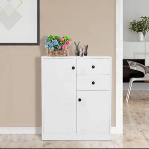 Kitchen Sideboard with 2 Doors and 2 Drawers, Storage Cabinet, Modern Cupboard for Kitchen, Living Room, Dining Room, 76 x 61 x 31 cm, White.