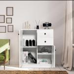 Kitchen Sideboard with 2 Doors and 2 Drawers, Storage Cabinet, Modern Cupboard for Kitchen, Living Room, Dining Room, 76 x 61 x 31 cm, White.
