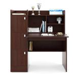 RK Modern Home Office Desk with Storage Shelf, Writing Desk Study Table Workstation with Hutch and Bookshelf, Wood Computer Desk with Drawers and Shelves