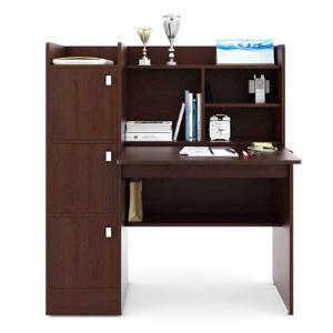 RK Modern Home Office Desk with Storage Shelf, Writing Desk Study Table Workstation with Hutch and Bookshelf, Wood Computer Desk with Drawers and Shelves
