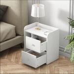 RK MDF M04 Exclusive Bed Side Table- Side Table- BedSide Table- Bad Side Table With Drawers Full White Finish