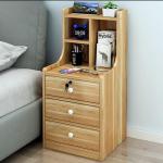 RK MDF M11 3 Drawer Exclusive Bed Side Table With Drawers Shan Teak, White and Beige Finish