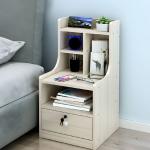 RK MDF M12 1 Drawer Exclusive Bed Side Table With Drawers Shan Teak, White and Beige Finish