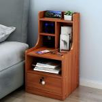 RK MDF M12 1 Drawer Exclusive Bed Side Table With Drawers Shan Teak, White and Beige Finish