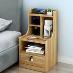 RK MDF M12 1 Drawer Exclusive Bed Side Table With Drawers Shan Teak, White and Beige Finish