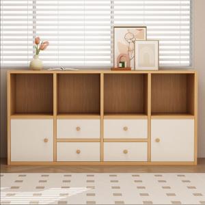 RK Engineered Wood Bookshelf Storage Cabinet Organizer Shelf Multi Storage Space Wooden Rack Display Shelf With Door and Drawers. Size: L48 XH24