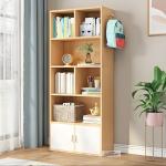 Modern Library Book Shelf Standing Display Shelve Rack Engineered Wood Bookcase Bookshelf Showpiece Rack with Storage Cabinet