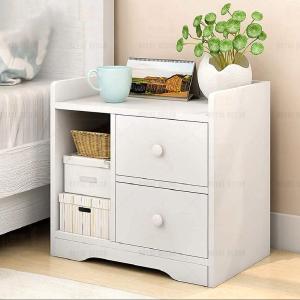 Royal Decor M37 2 Drawers Bed Side Table Nightstand Bedside Table Bedroom Simple Storage Cabinet -White Finish
