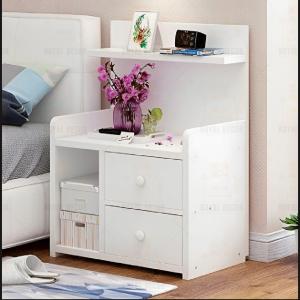 Royal Decor M20 Bedside Table - Simple Modern Bedroom Small Cabinet Bedside Table with Two Drawer Organizer Storage Cabinet-White Finish